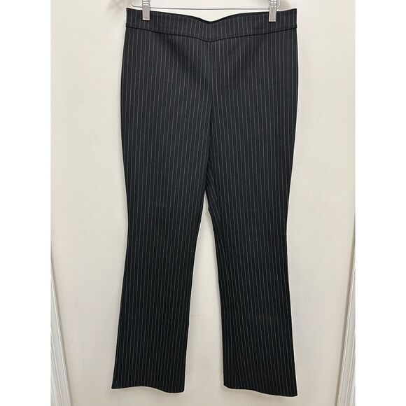 Max Studio Classic Black Pinstripe Dress Professional Work Trousers Bootcut - Picture 1 of 5